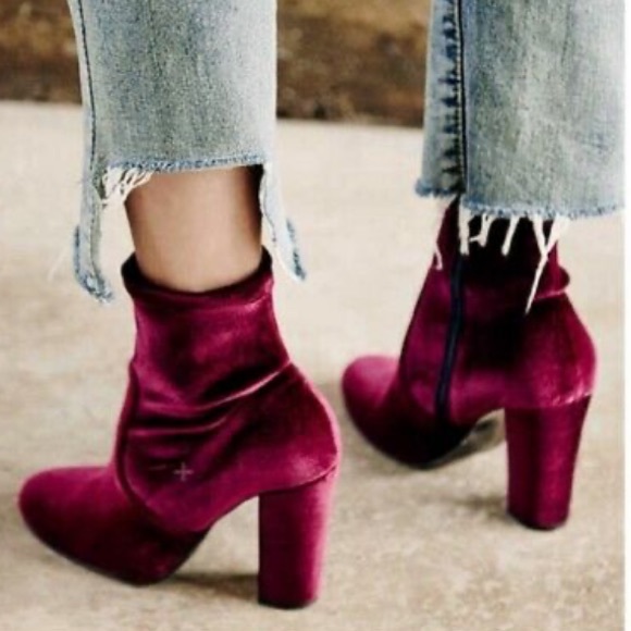 Steve Madden Shoes - Steve Madden Velvet Ankle Boots in Rich Burgundy
